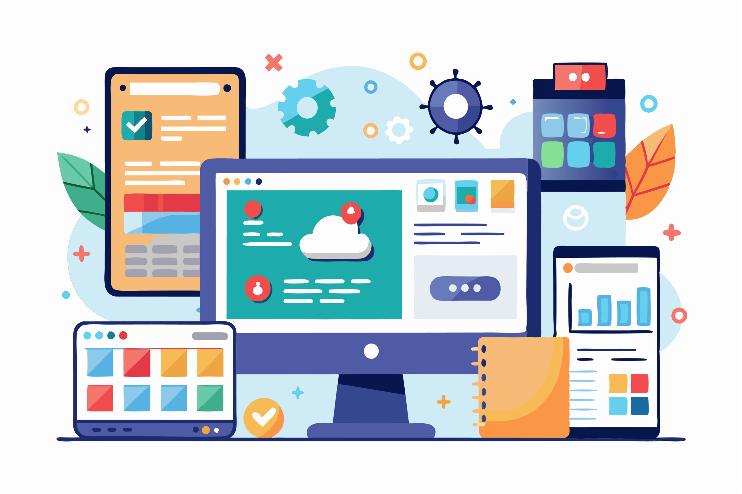 Various devices display adaptable software featuring cross platf